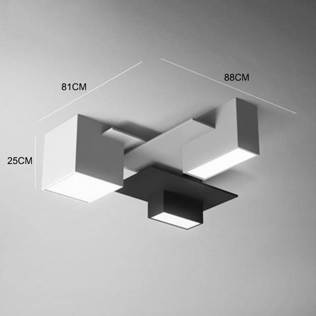 Plafonnier design LED à formes géométriques modernes noires et blanches - vue 7 sur 9