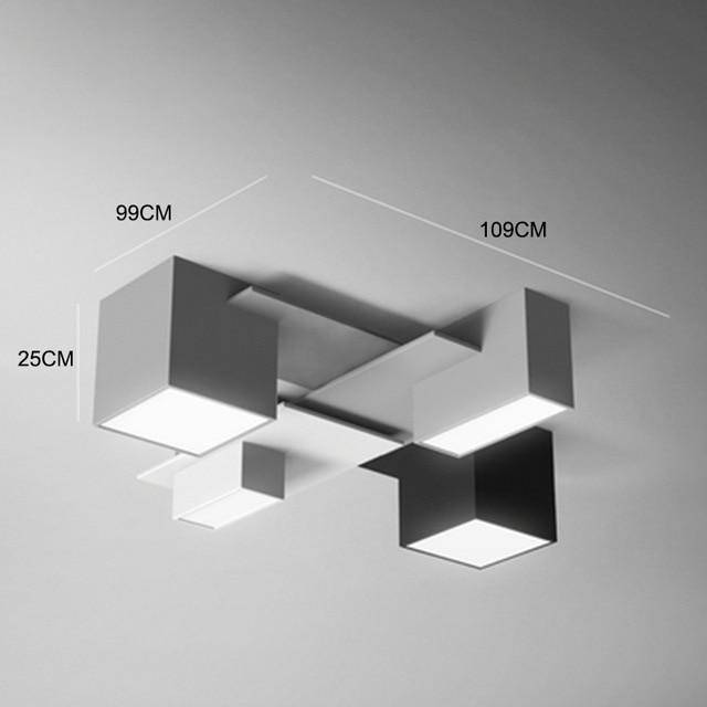 Plafonnier design LED à formes géométriques modernes noires et blanches - vue 9 sur 9