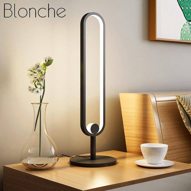 Lampe à poser design à LED avec anneau métal noir Loft - vue 2 sur 5