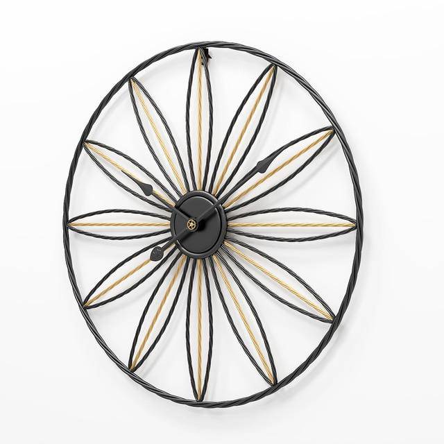 Horloge murale ronde avec rosace en métal rétro Hollow