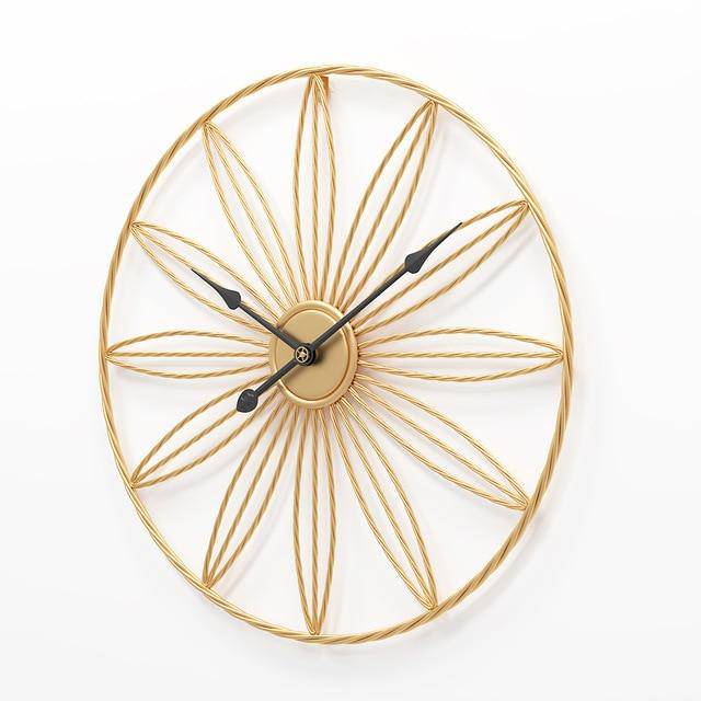 Horloge murale ronde avec rosace en métal rétro Hollow
