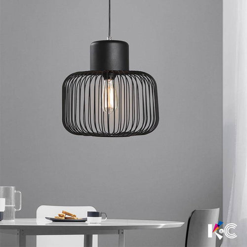 Lampe à poser design à LED avec abat-jour cage arrondie en métal noir