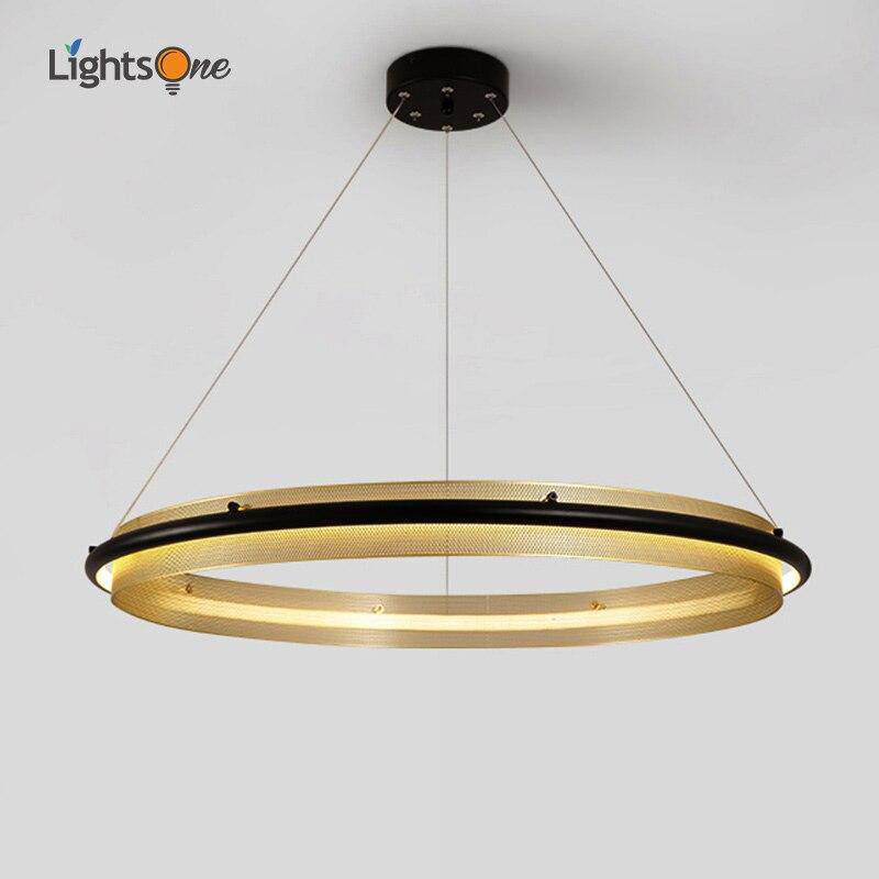 Lustre design à LED avec anneau en métal doré Luxury - vue 6 sur 9