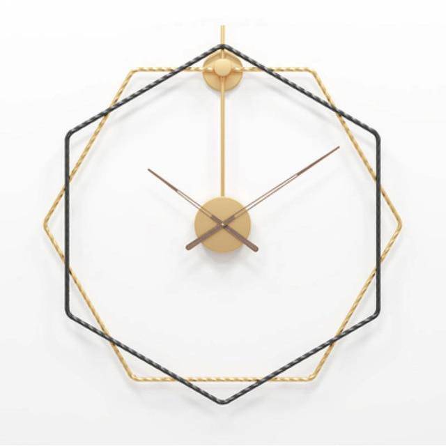 Horloge murale design hexagones décalés en métal