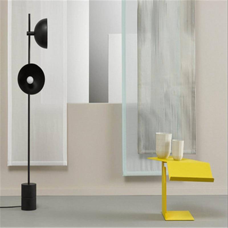 Lampadaire moderne LED avec tige et abat-jour métal noir - vue 5 sur 6