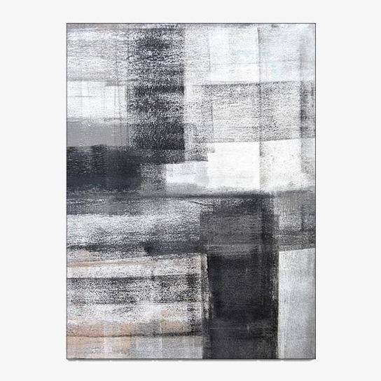Tapis rectangle moderne noir et blanc Ink B