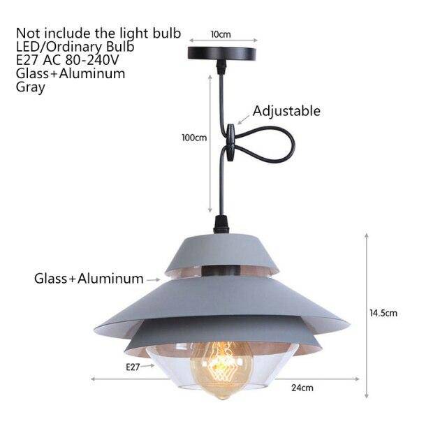 Suspension rétro à LED avec abat-jour en métal coloré et verre - vue 5 sur 8