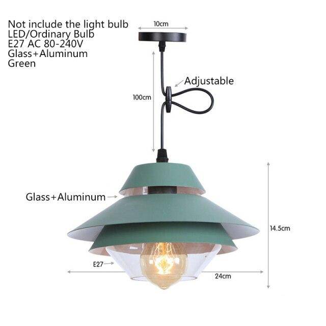 Suspension rétro à LED avec abat-jour en métal coloré et verre - vue 6 sur 8