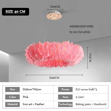 Lustre rond design LED en plumes colorées - vue 18 sur 25