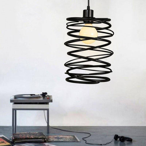 Design-Pendelleuchte LED im schwarzen Metall-Twist-Stil - vue 4 sur 4
