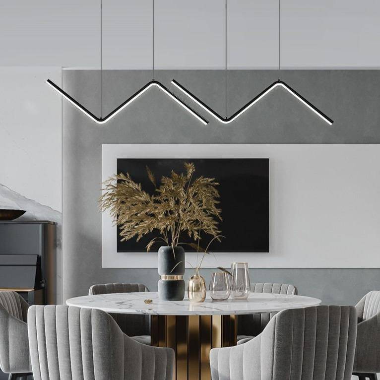 Lustre design LED en métal avec formes triangulaires modernes - vue 8 sur 8