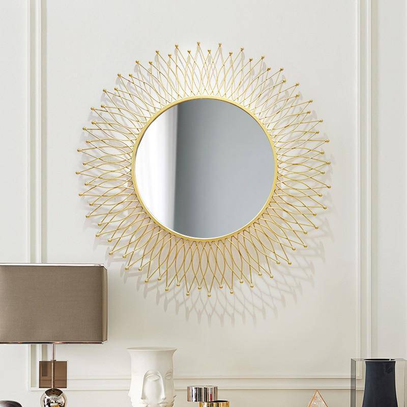 Miroir mural rond doré en métal Center - vue 4 sur 7