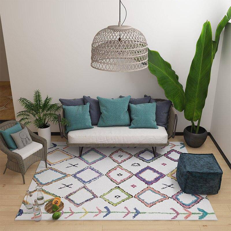 Tapis rectangle berbères blanc à motifs multicolores Sala A - vue 3 sur 2