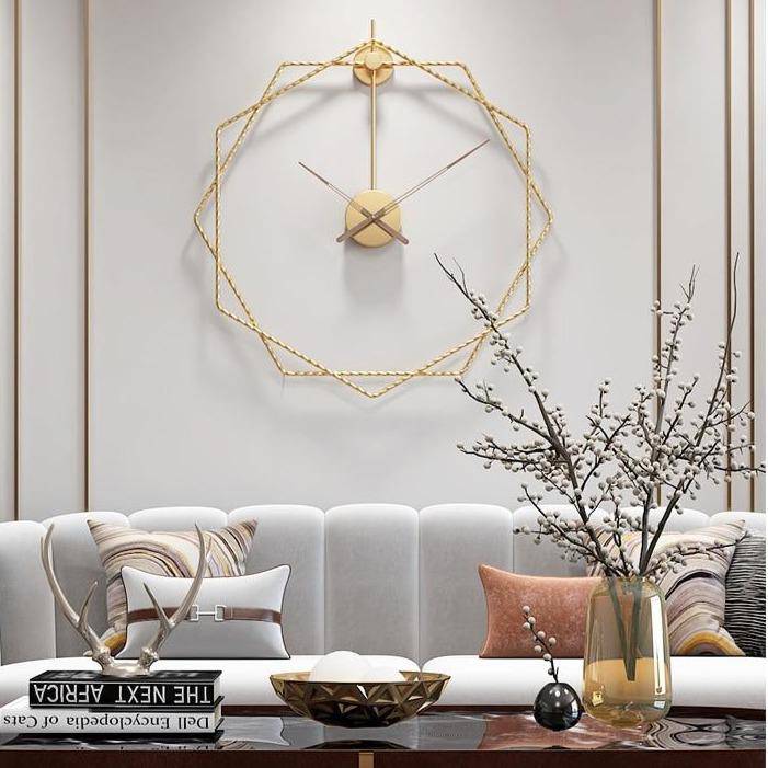 Horloge murale design hexagones décalés en métal - vue 2 sur 7