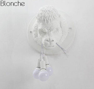 Applique murale design LED avec tête de gorille en résine Light
