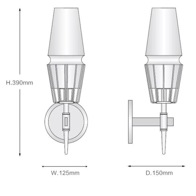 Applique murale design LED avec support en métal et abat-jour en verre