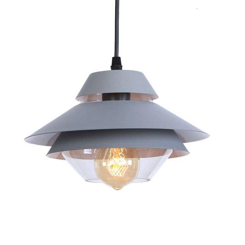 Suspension rétro à LED avec abat-jour en métal coloré et verre - vue 7 sur 8