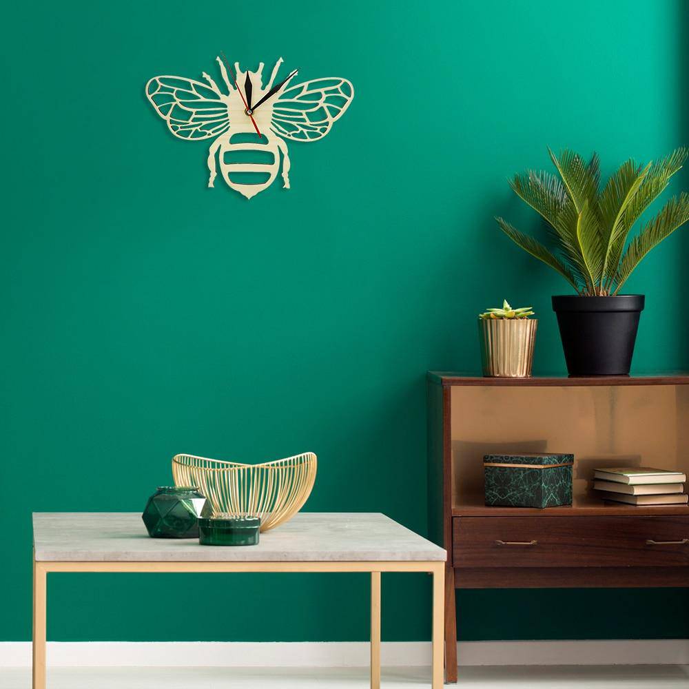 Horloge murale en bois en forme d'abeille 30cm Bee - vue 6 sur 7