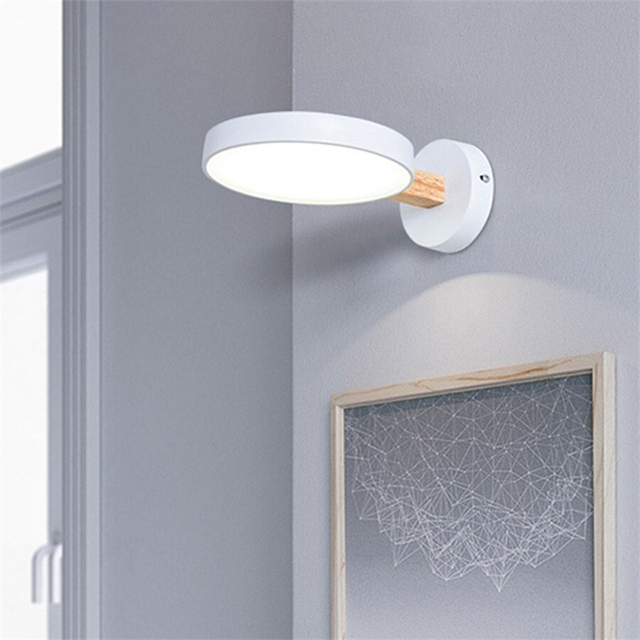 Applique murale scandinave LED circulaire et détails en bois Cesia - vue 9 sur 13