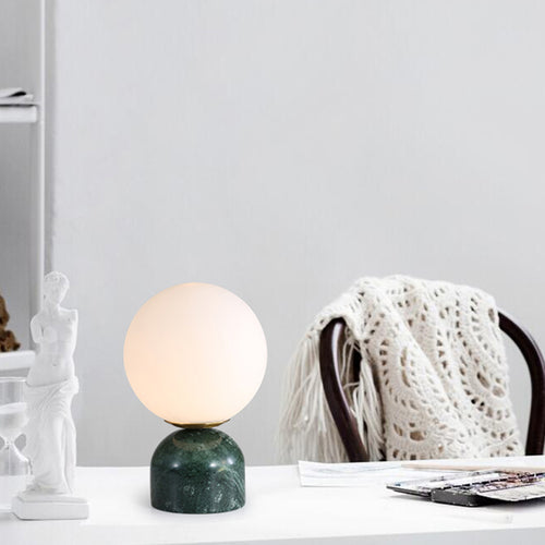Lampe à poser moderne ronde et base style marbre Bailey - vue 4 sur 8
