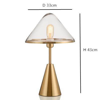 Lampe à poser design LED avec socle conique en métal doré