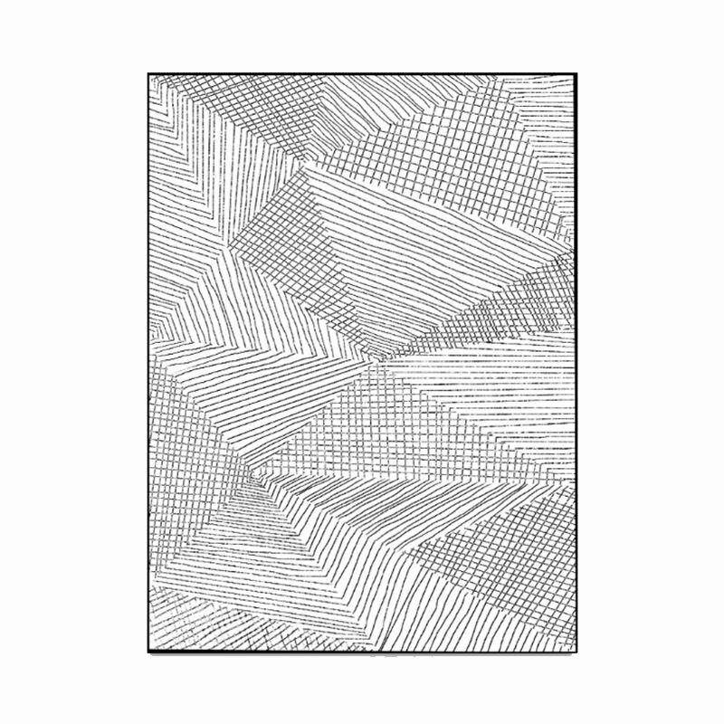 Tapis rectangle moderne rayé noir et blanc géométrique - vue 6 sur 5