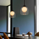 Suspension design en verre fumé avec boule intérieur