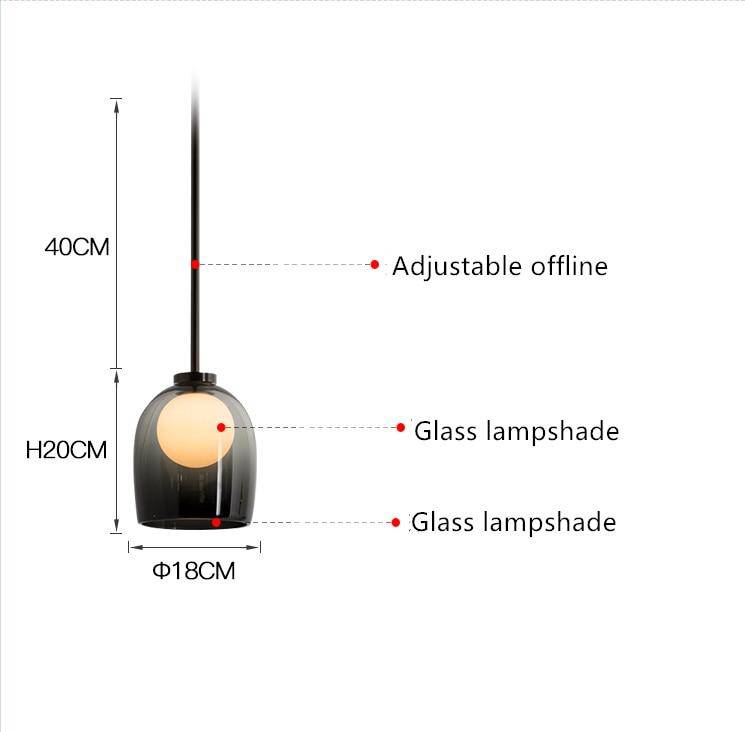 Suspension design en verre fumé avec boule intérieur - vue 6 sur 11