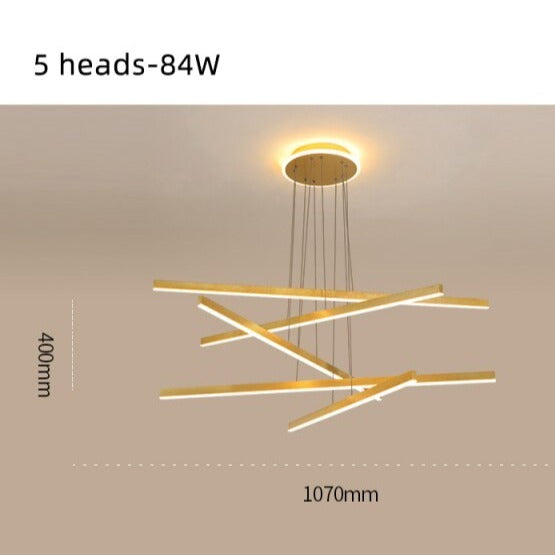 Lustre moderne LED en forme d'étoile métallique doré Alaikari - vue 11 sur 11