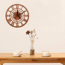 Horloge murale ronde en bois avec soleil et chiffres romains Novel