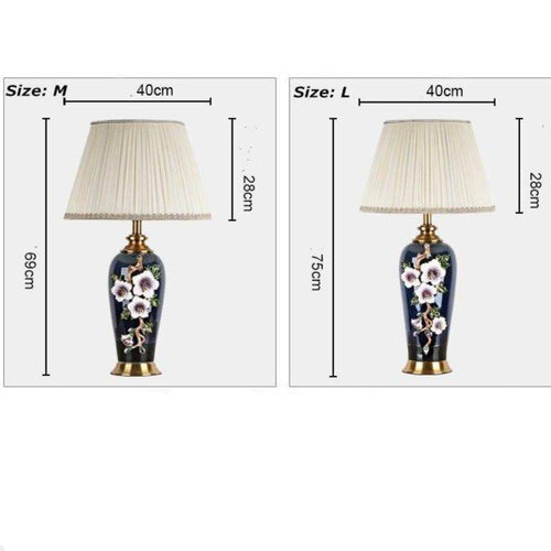 Lampe à poser LED en céramique noire avec abat-jour colorée style Japonais