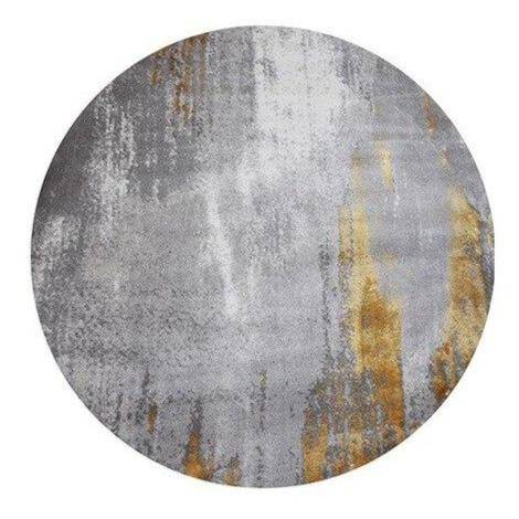 Tapis design rond gris avec tâches dorées Thick A