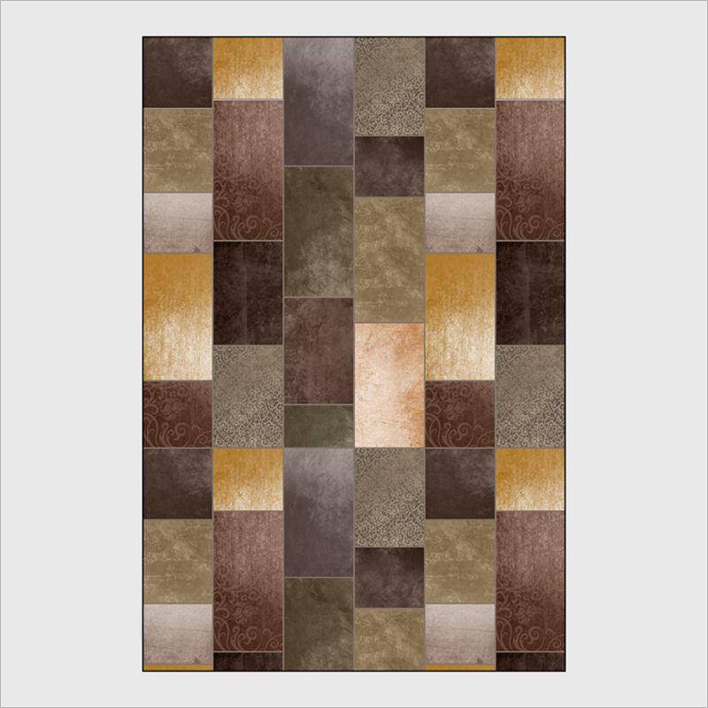 Tapis rectangle avec carrés aux tons marrons - vue 6 sur 5