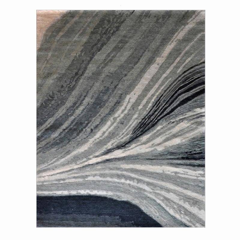 Tapis rectangle gris aux lignes abstrait - vue 6 sur 5