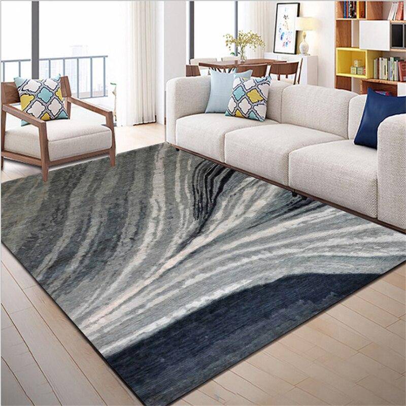 Tapis rectangle gris aux lignes abstrait - vue 4 sur 5