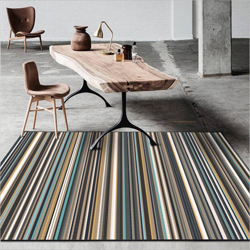 Tapis rectangle moderne à rayures sombres - vue 5 sur 5