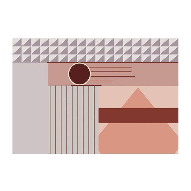 Tapis rectangle à motifs géométriques roses artistique