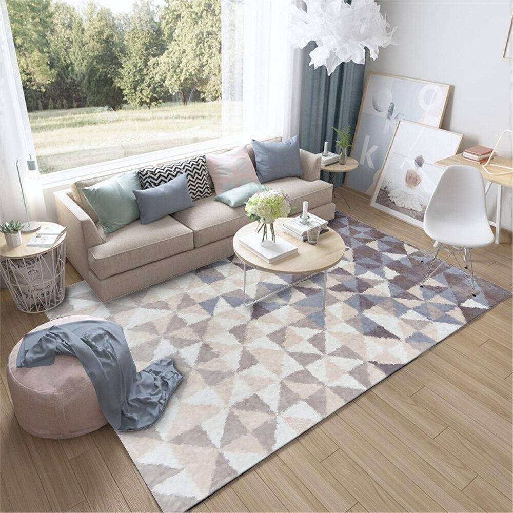 Tapis rectangle scandinave tons de beige - vue 3 sur 5
