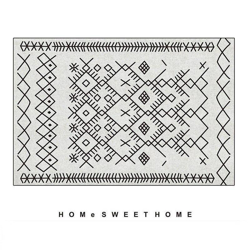 Tapis berbère rectangle à dessins noir et blanc Live - vue 4 sur 3