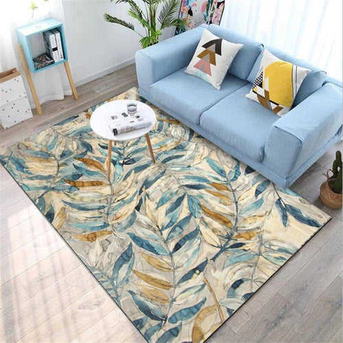 Tapis rectangle aux dessins de feuilles colorées Leaf