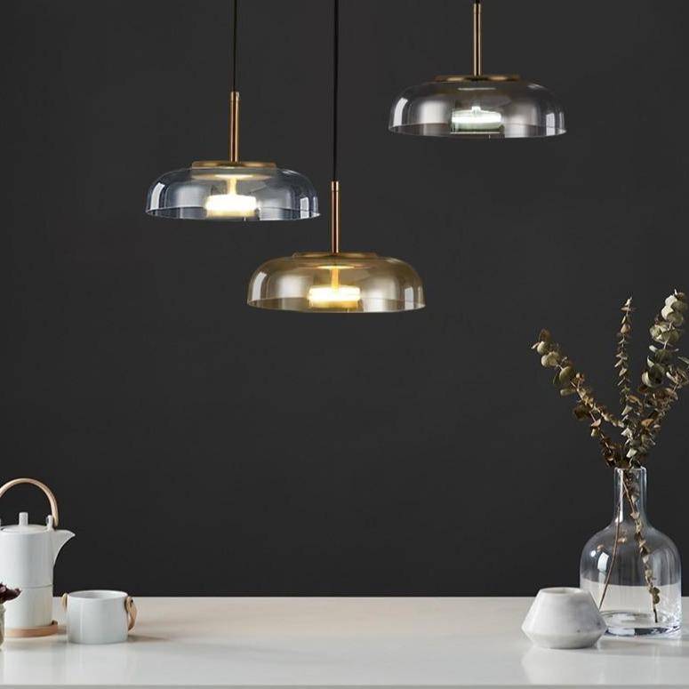Suspension design arrondie en verre fumé Loft LED - vue 4 sur 13