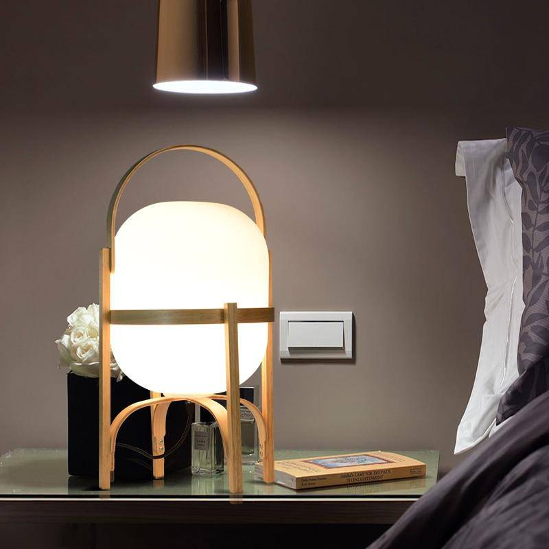 Lampe à poser design LED en bois style Japonais - vue 5 sur 6