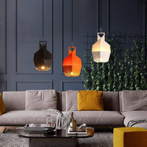 Suspension design LED avec métal coloré et à motifs style Hang