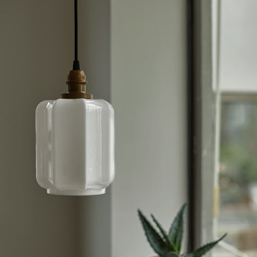 Design-Pendelleuchte aus weißem Glas im Vintage-Stil Samy - vue 3 sur 5