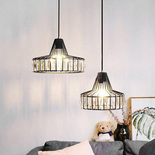Suspension design LED en verre crystal avec formes géométriques style Hang