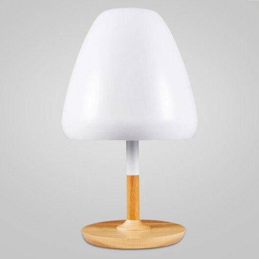 Lampe à poser design LED avec base en bois et abat-jour aux formes arrondies Créative - vue 6 sur 9