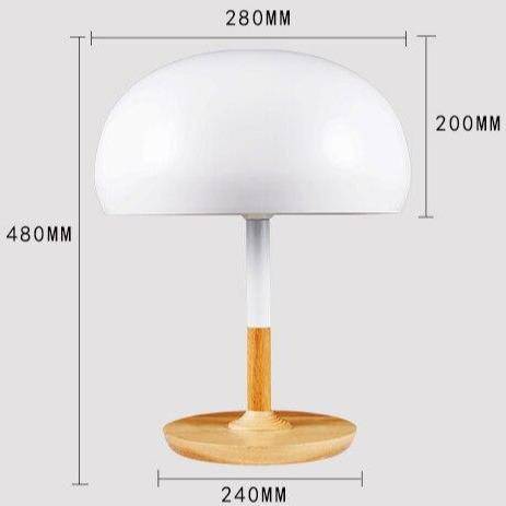 Lampe à poser design LED avec base en bois et abat-jour aux formes arrondies Créative