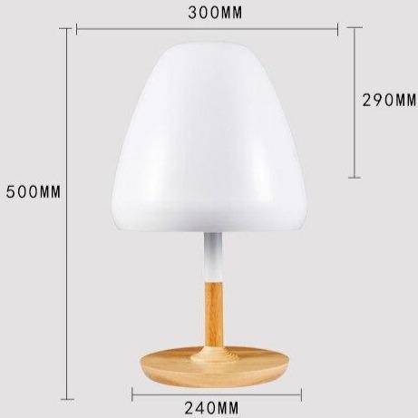 Lampe à poser design LED avec base en bois et abat-jour aux formes arrondies Créative - vue 9 sur 9