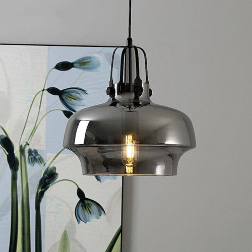Suspension design LED en verre fumé arrondi style Hang