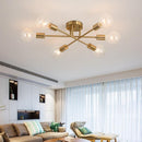 LED-Design-Deckenleuchte mit 6 überkreuzten Metall-Lampen Eugie